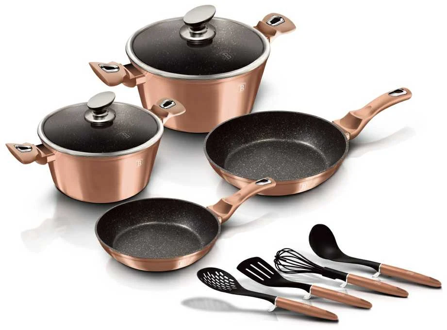 Berlinger Haus Puodų komplektas, 10 dalių, Berlingerhaus Metallic Line Rosegold | BH-6142
