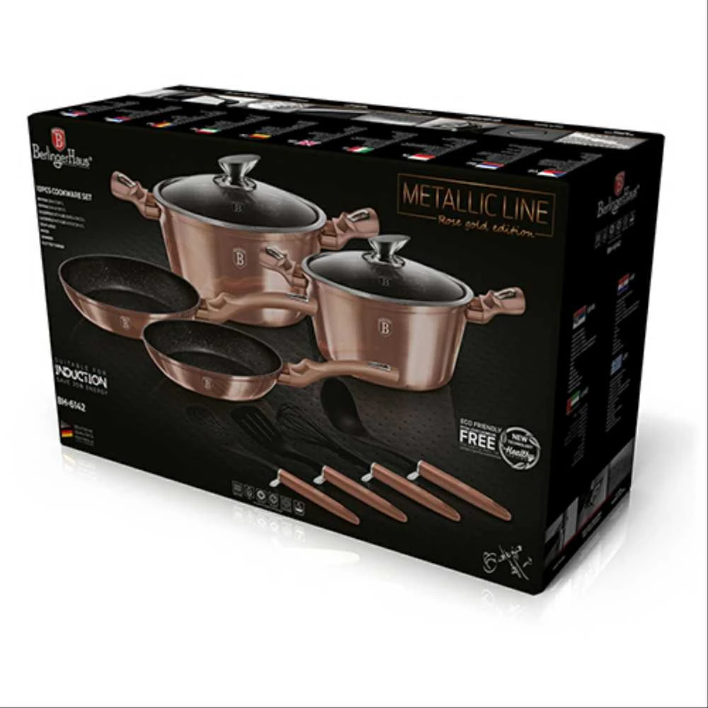 Berlinger Haus Puodų komplektas, 10 dalių, Berlingerhaus Metallic Line Rosegold | BH-6142