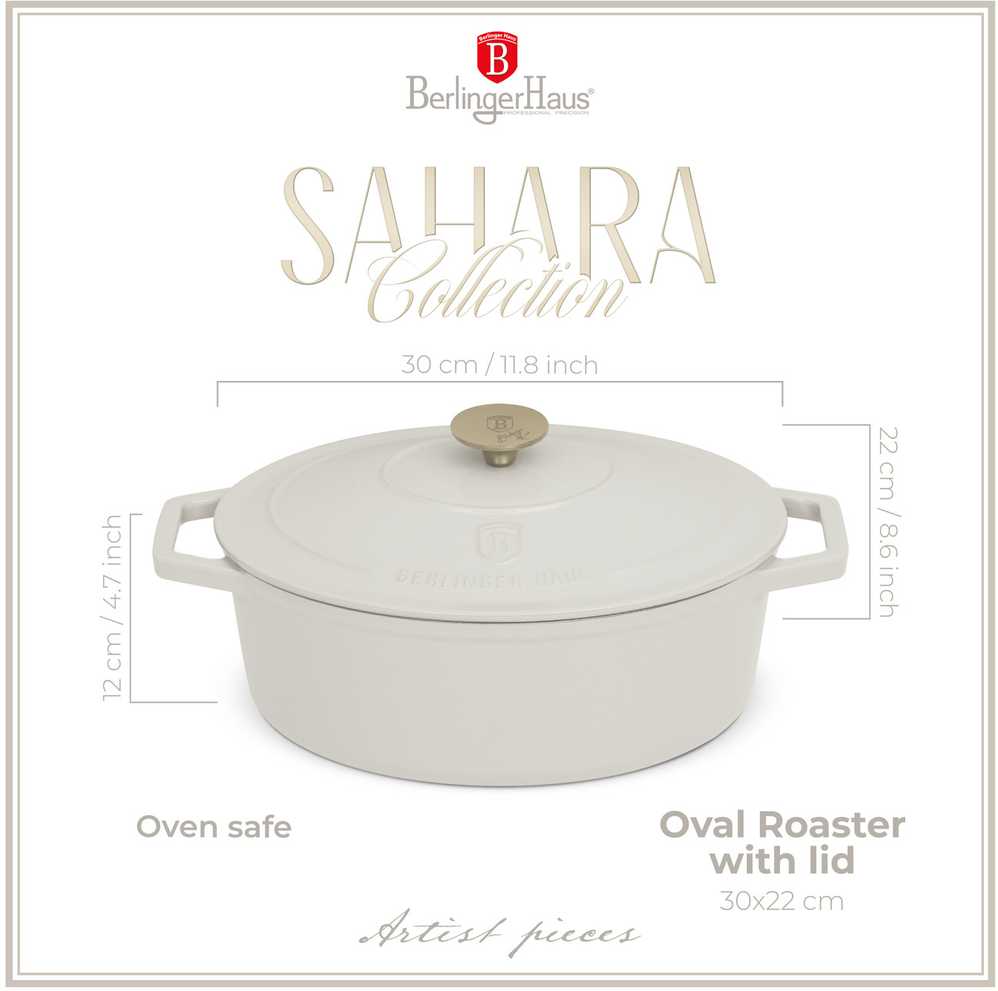 Berlinger Haus Ovalus emaliuotas ketaus troškintuvas BerlingerHaus 4,65L | Sahara Collection BH/6540