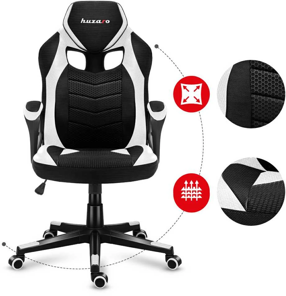 Žaidimų kėdė Huzaro Force 2.5 Mesh, Baltos spalvos