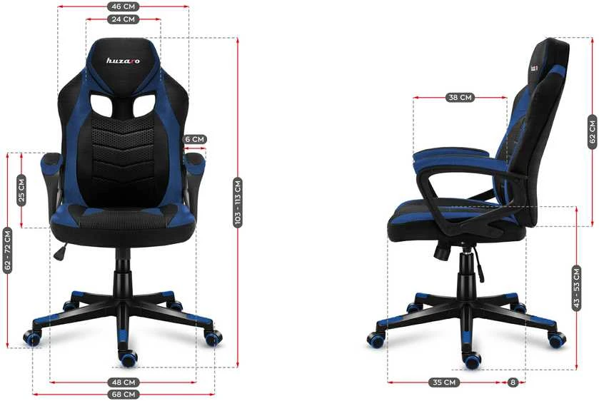 Žaidimų kėdė Huzaro Force 2.5 Mesh, Mėlynos spalvos