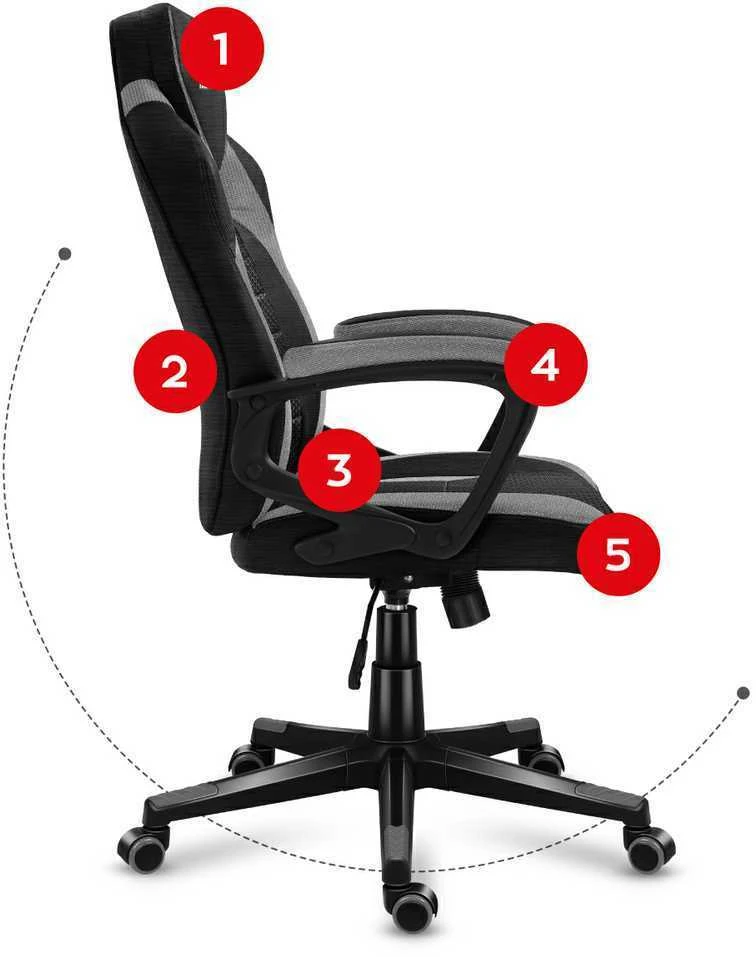 Žaidimų kėdė Huzaro Force 2.5 Mesh, Pilkos spalvos