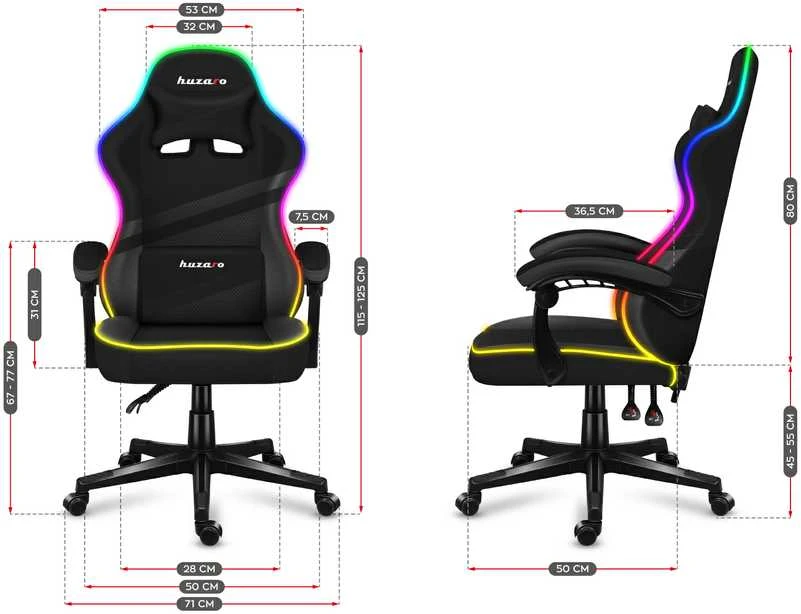 Žaidimų kėdė Huzaro Force 4.4, RGB juoda