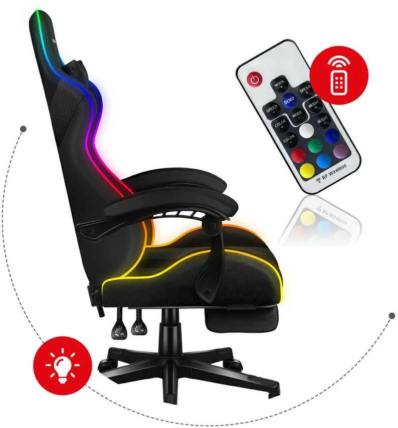 Žaidimų kėdė Huzaro Force 4.7 RGB, Juoda