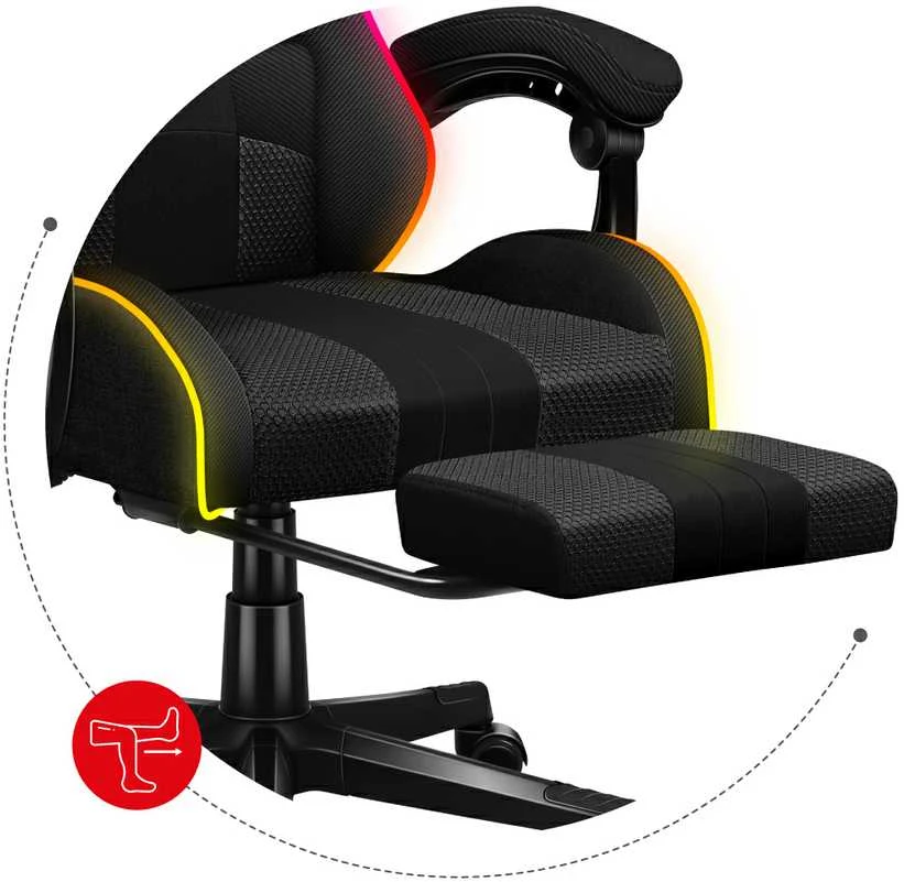 Žaidimų kėdė Huzaro Force 4.7 RGB, Juoda