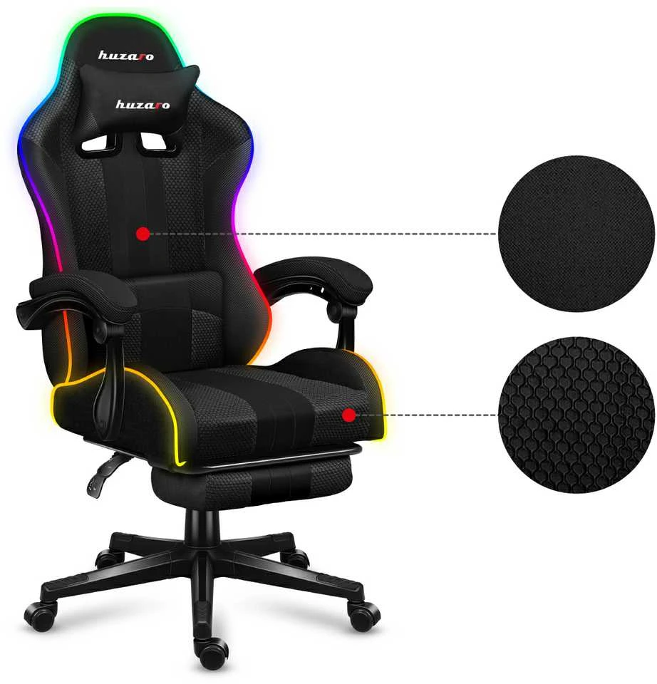 Žaidimų kėdė Huzaro Force 4.7 RGB, Juoda