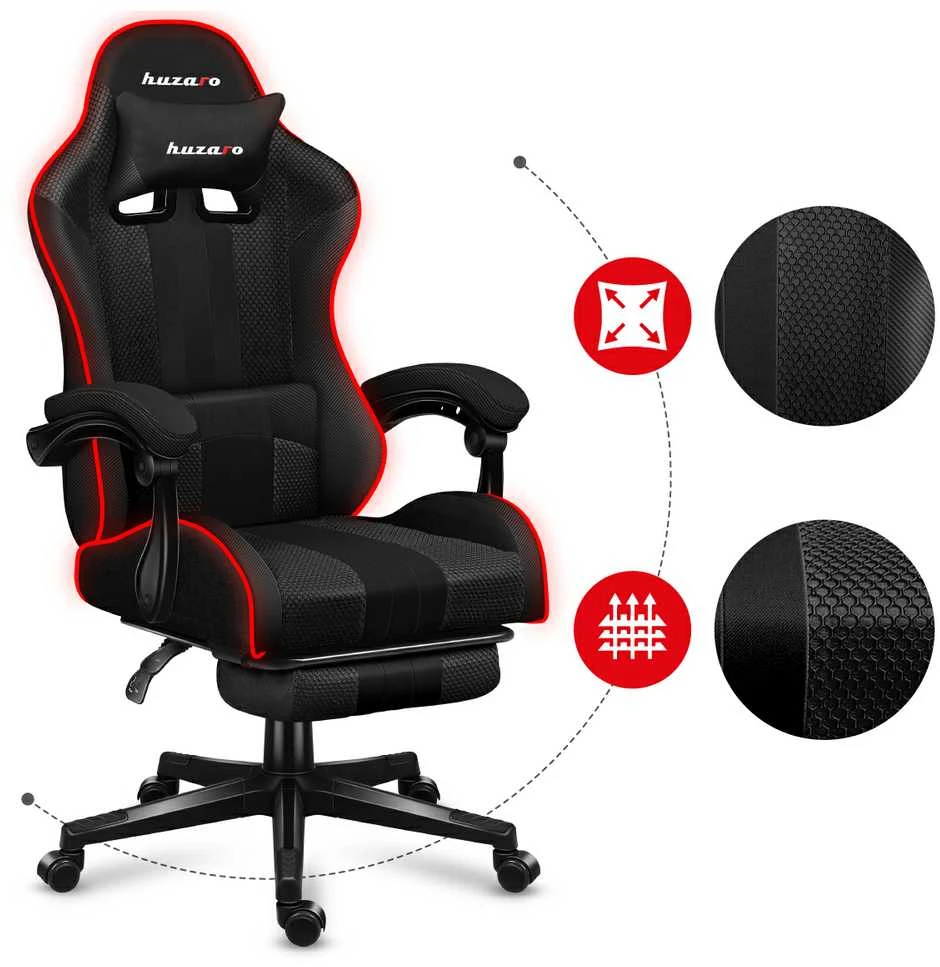 Žaidimų kėdė Huzaro Force 4.7 RGB, Juoda