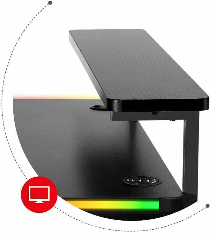 Žaidimų stalas Huzaro Hero 5.0 RGB, Juodos spalvos