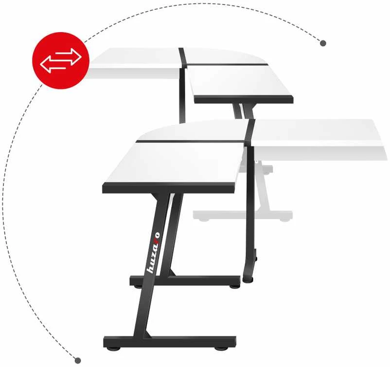 Kampinis žaidimų stalas Huzaro Hero 6.0, Baltos/Juodos spalvos