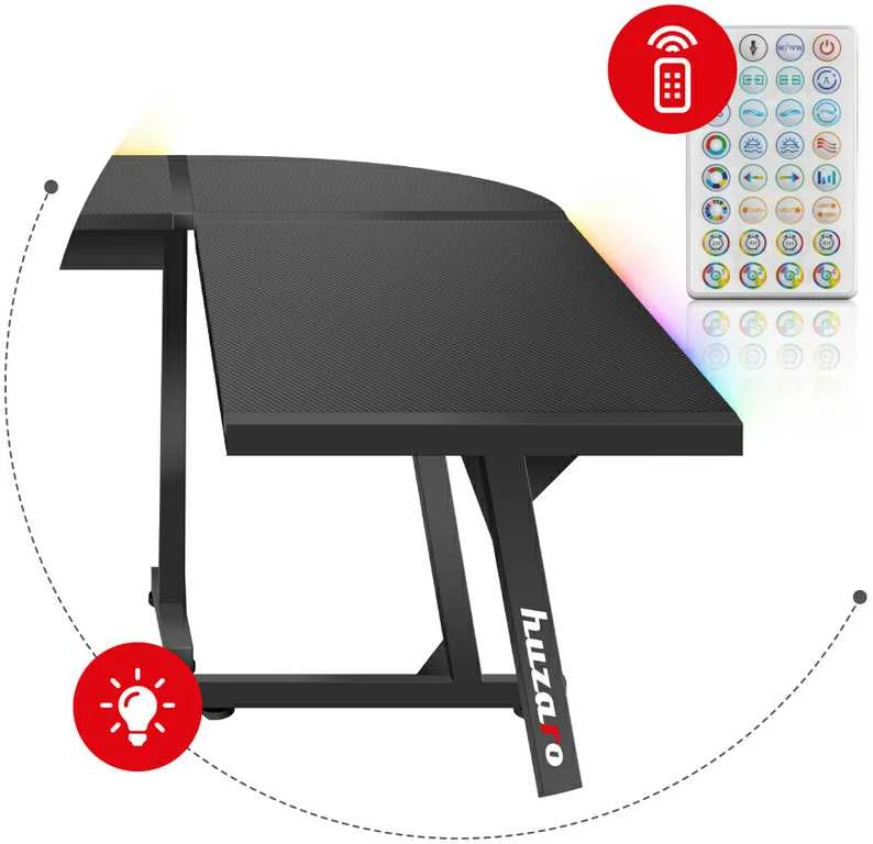 Kampinis žaidimų stalas Huzaro Hero 6.0 RGB, Juodas