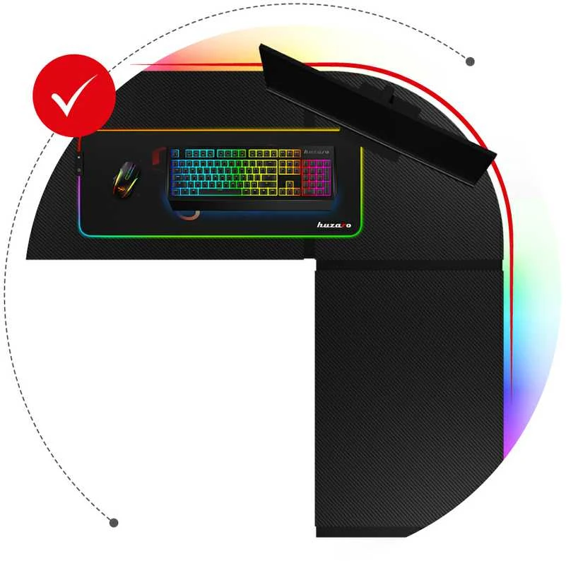 Kampinis žaidimų stalas Huzaro Hero 6.0 RGB, Juodas