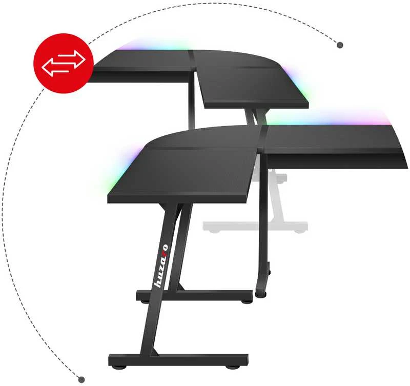 Kampinis žaidimų stalas Huzaro Hero 6.0 RGB, Juodas