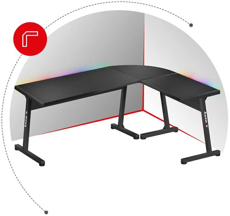 Kampinis žaidimų stalas Huzaro Hero 6.0 RGB, Juodas