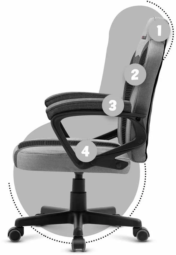 Žaidimų kėdė vaikams Huzaro Ranger 1.0, Juodos/Pilkos spalvos