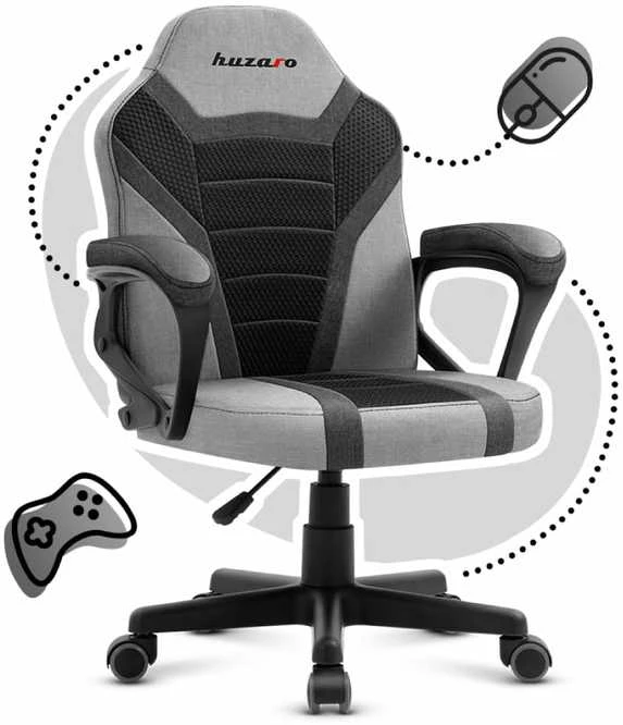Žaidimų kėdė vaikams Huzaro Ranger 1.0, Juodos/Pilkos spalvos