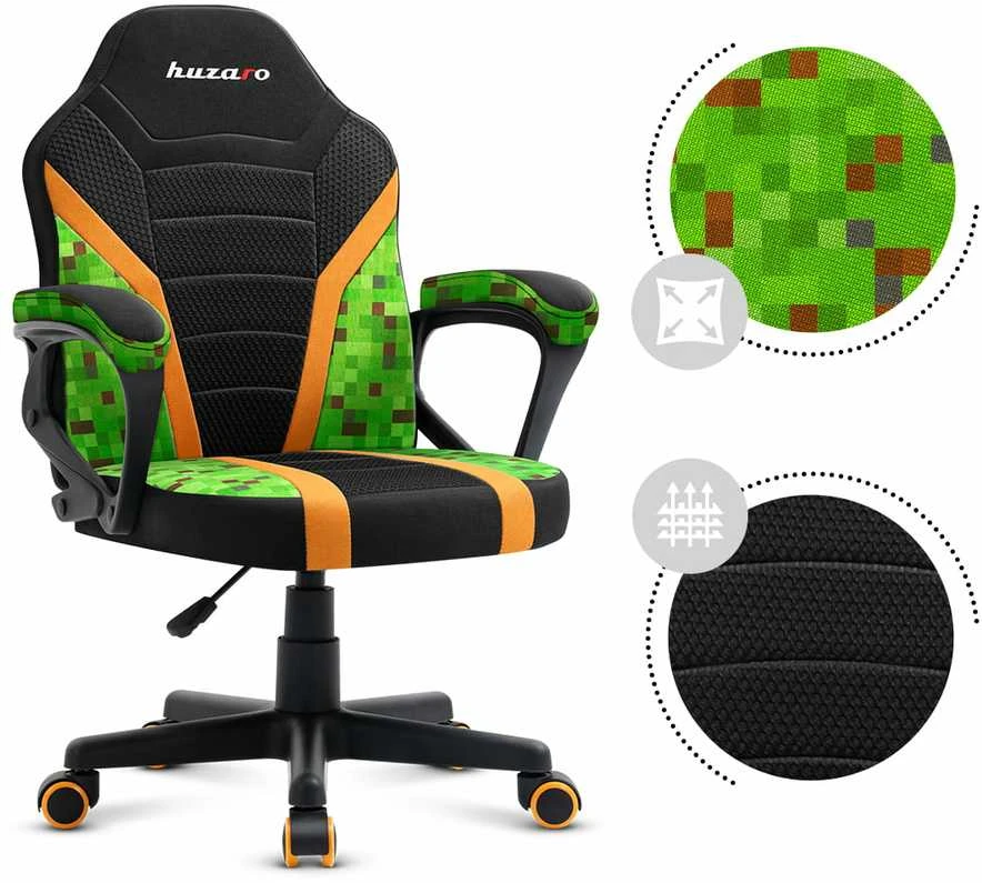 Žaidimų kėdė vaikams Huzaro Ranger 1.0, Juodos/Žalios spalvos
