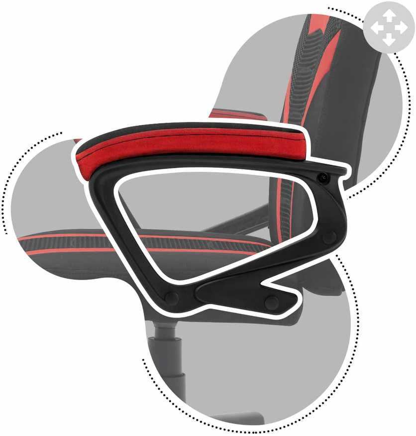 Žaidimų kėdė vaikams Huzaro Ranger 1.0, Juodos/Raudonos spalvos