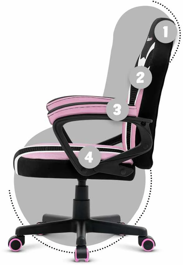 Žaidimų kėdė vaikams Huzaro Ranger 1.0 Mesh, Rožinės spalvos