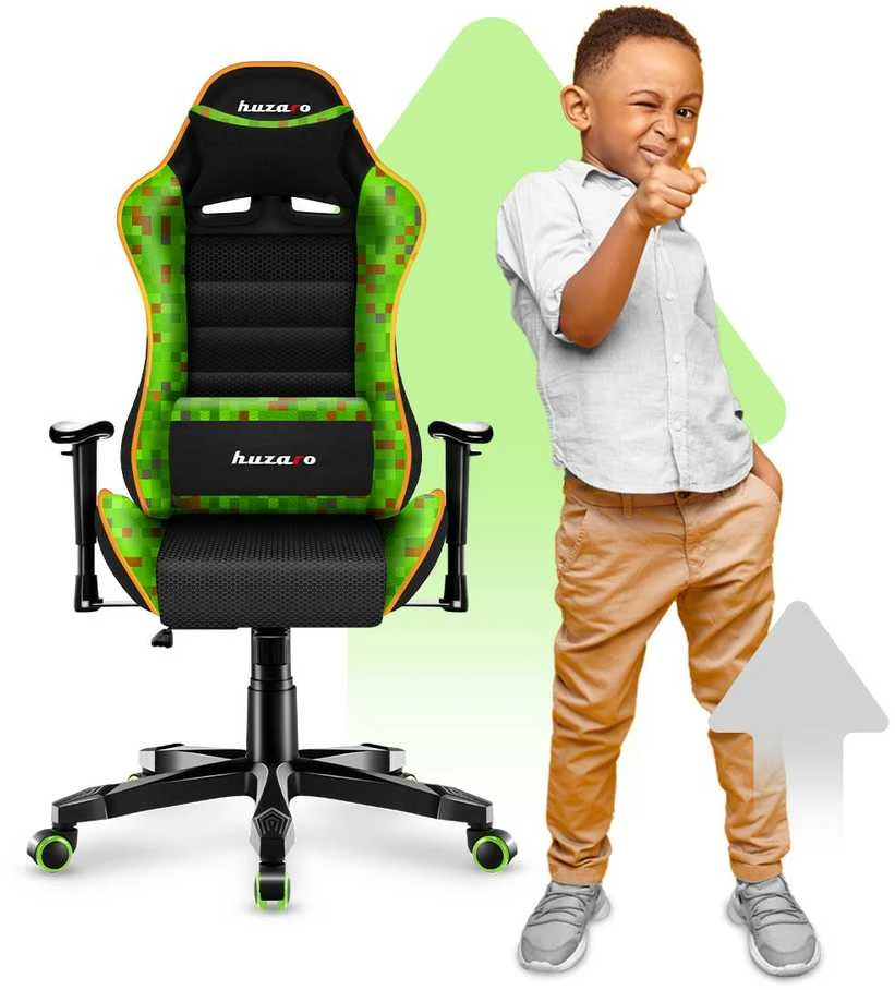 Žaidimų kėdė vaikams Huzaro Ranger 6.0, Juodos/Žalios spalvos