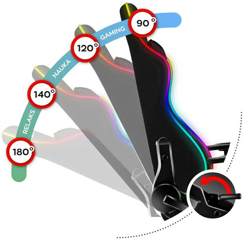 Žaidimų kėdė vaikams Huzaro Ranger 6.0 RGB, Juodos spalvos