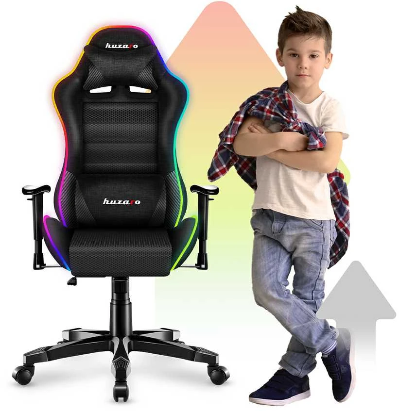 Žaidimų kėdė vaikams Huzaro Ranger 6.0 RGB, Juodos spalvos
