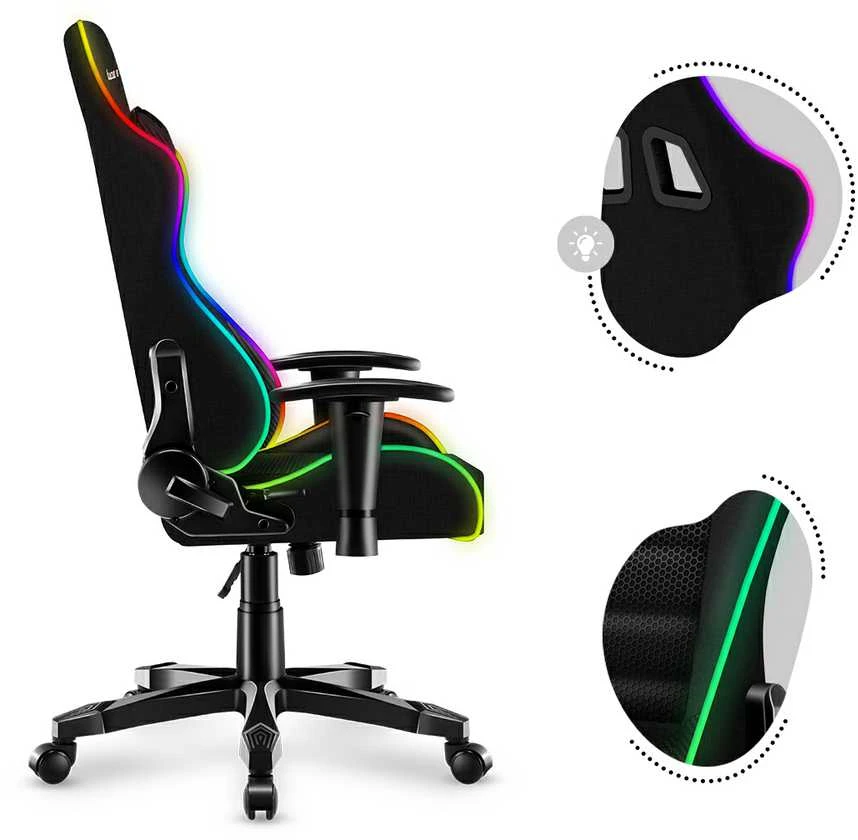 Žaidimų kėdė vaikams Huzaro Ranger 6.0 RGB, Juodos spalvos