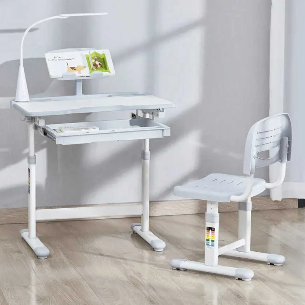 Fundesk Augantis vaikiškas stalas ir kėdė «Ergonomica Pilkas»