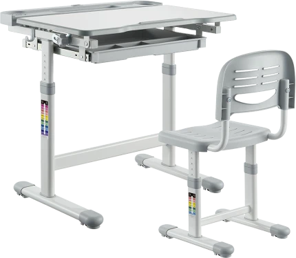 Fundesk Augantis vaikiškas stalas ir kėdė «Ergonomica Pilkas»