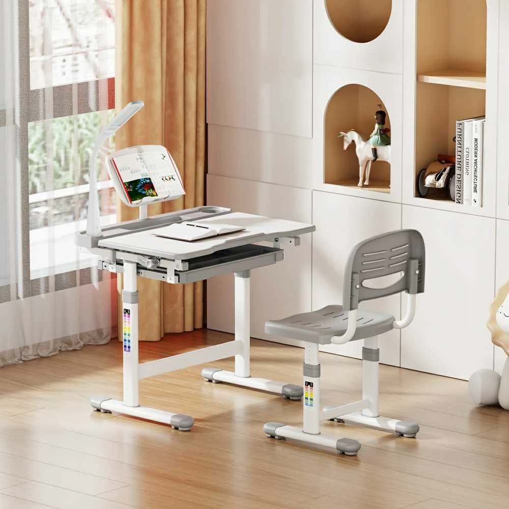 Fundesk Augantis vaikiškas stalas ir kėdė «Ergonomica Pilkas»