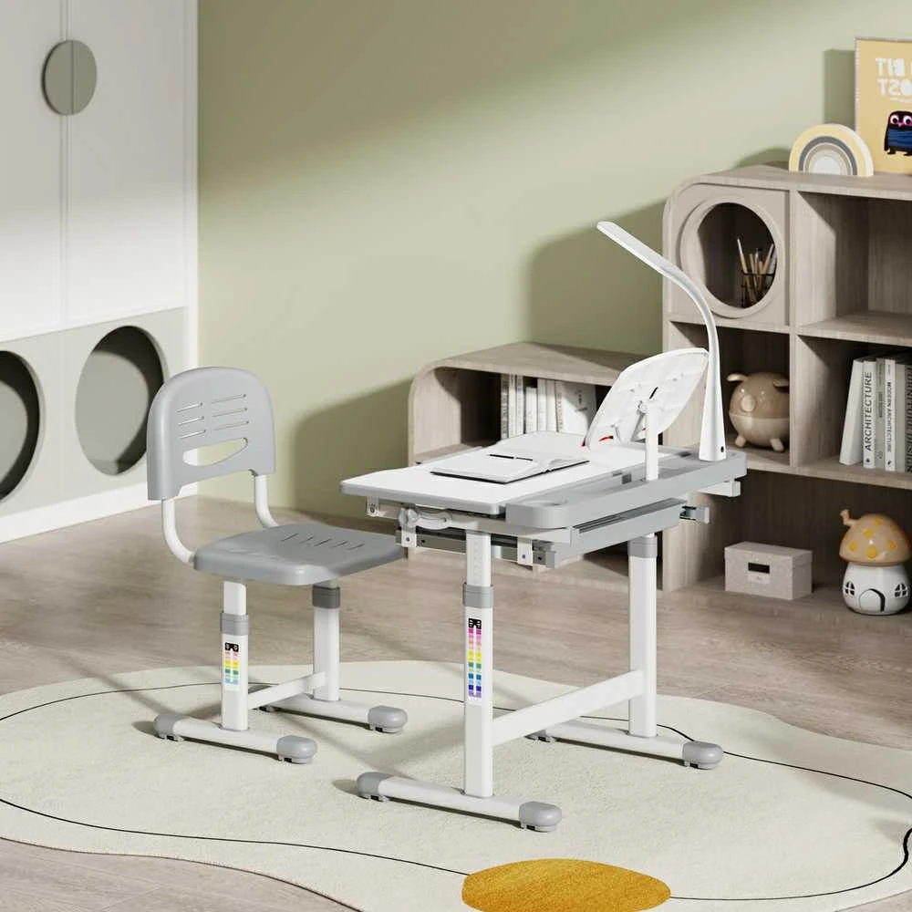 Fundesk Augantis vaikiškas stalas ir kėdė «Ergonomica Pilkas»