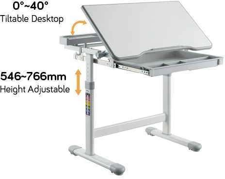 Fundesk Augantis vaikiškas stalas ir kėdė «Ergonomica Pilkas»