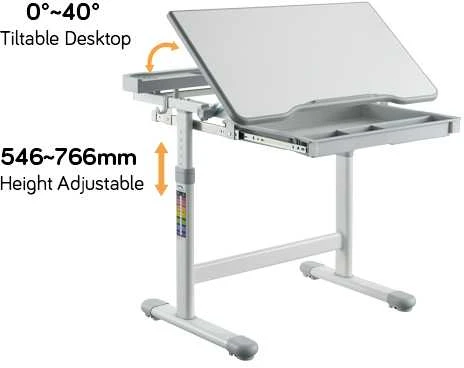 Fundesk Augantis vaikiškas stalas ir kėdė «Ergonomica Pilkas»