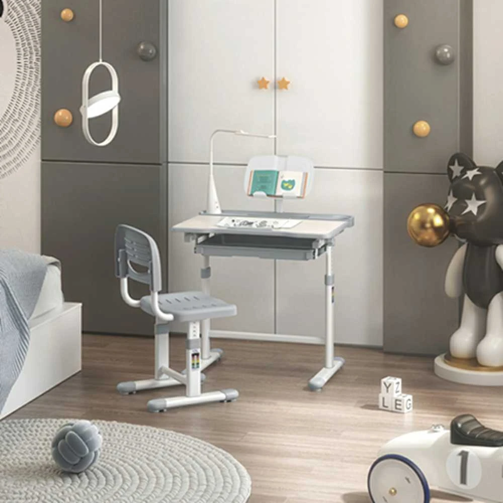 Fundesk Augantis vaikiškas stalas ir kėdė «Ergonomica Pilkas»