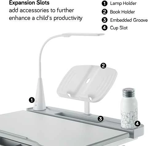 Fundesk Augantis vaikiškas stalas ir kėdė «Ergonomica Pilkas»