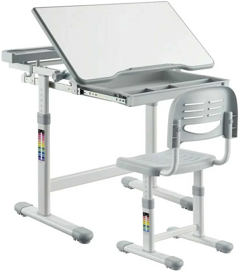 Fundesk Augantis vaikiškas stalas ir kėdė «Ergonomica Pilkas»