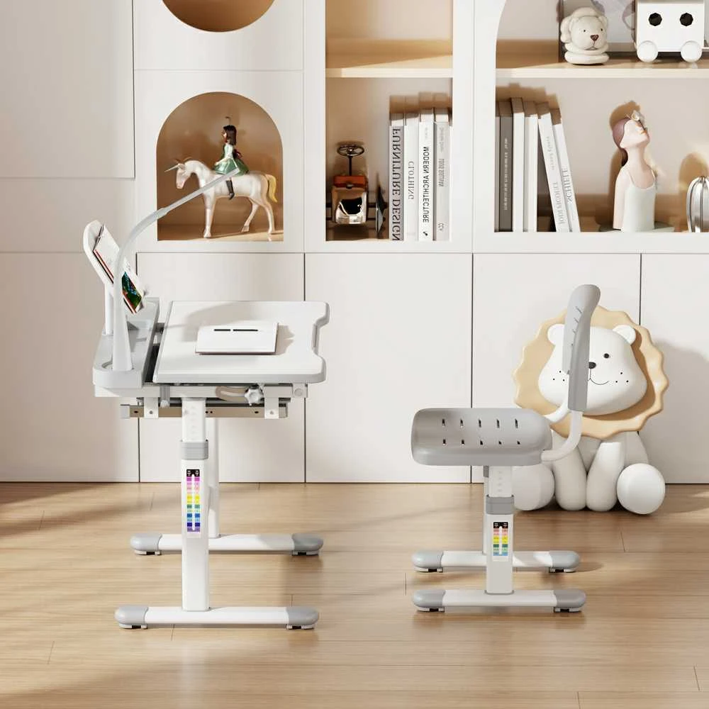 Fundesk Augantis vaikiškas stalas ir kėdė «Ergonomica Pilkas»