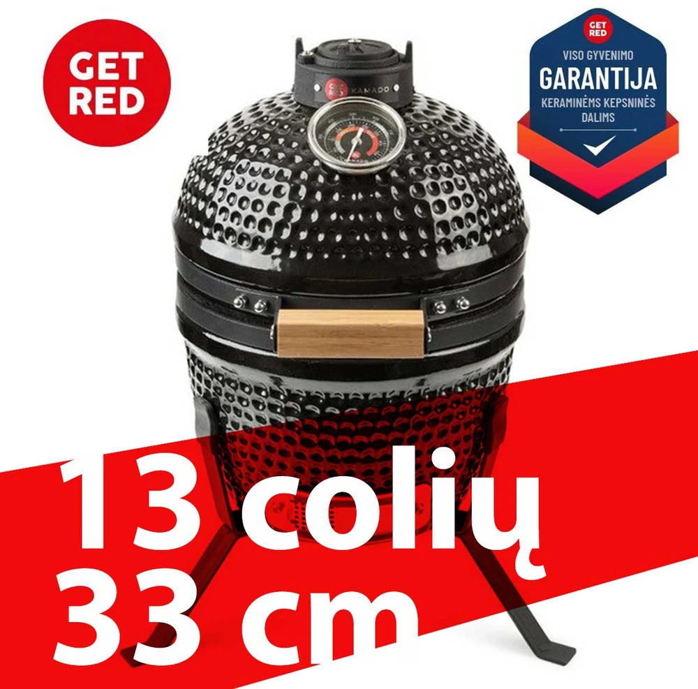 Get Red GET Raudonas KAMADO KEPSNINĖ 13 colių (33 cm)