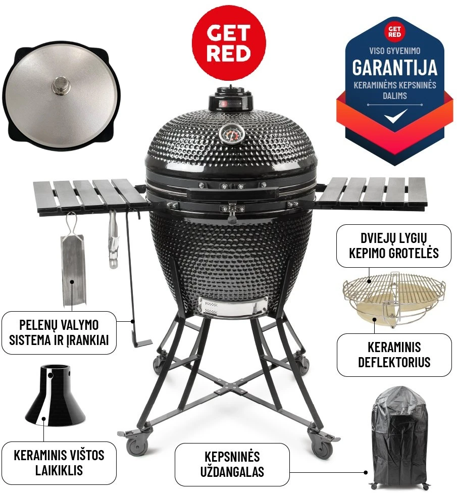 Get Red GET Raudonas KAMADO KEPSNINĖ 24 colių (60 cm) ir 12l kazano komplektas