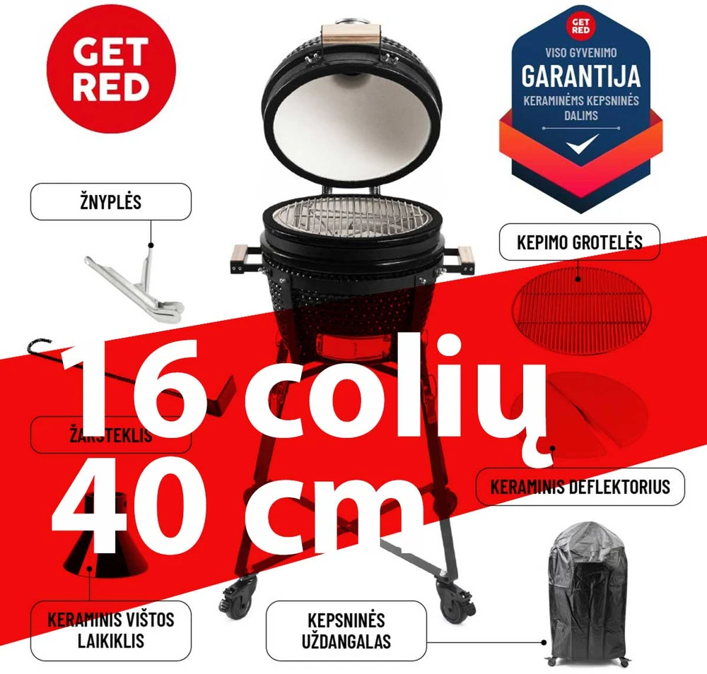 Get Red KAMADO KEPSNINĖ 16 colių (40 cm) Get Raudona