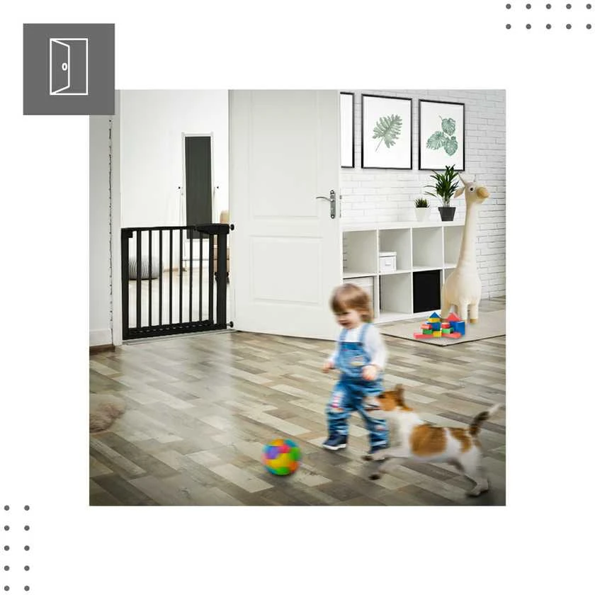 Laiptų ir praėjimų apsauga varteliai „Tulano Guardian 3.0 Juodas“, reguliuojami 75-110 cm, juodos spalvos