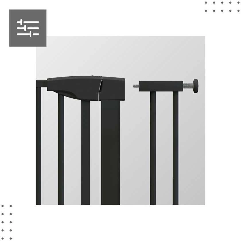 Laiptų ir praėjimų apsauga varteliai „Tulano Guardian 3.0 Juodas“, reguliuojami 75-110 cm, juodos spalvos