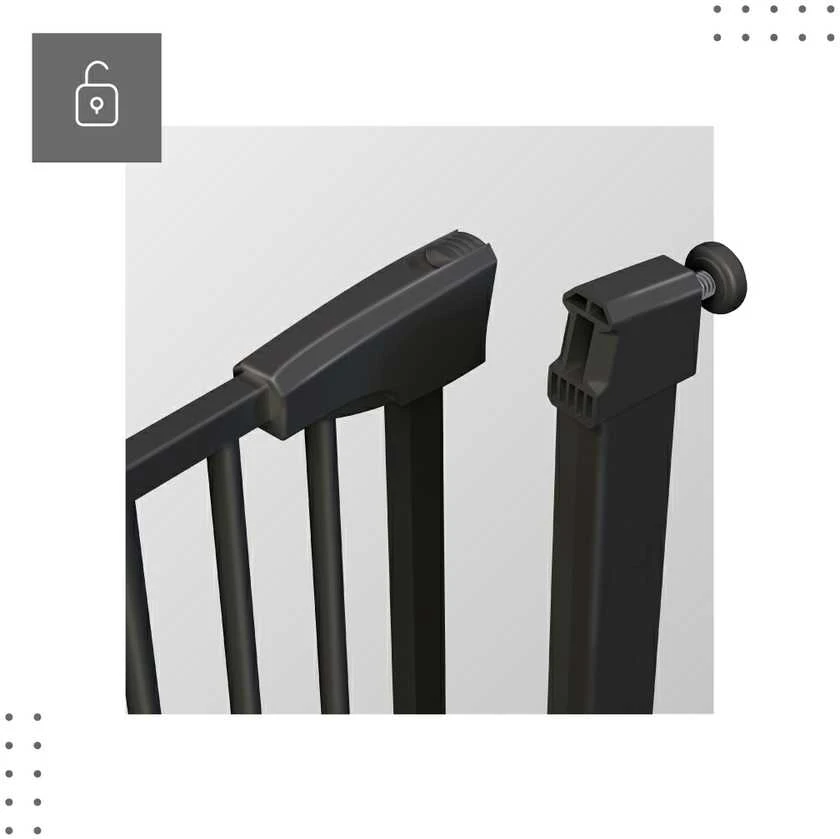 Laiptų ir praėjimų apsauga varteliai „Tulano Guardian 3.0 Juodas“, reguliuojami 75-110 cm, juodos spalvos