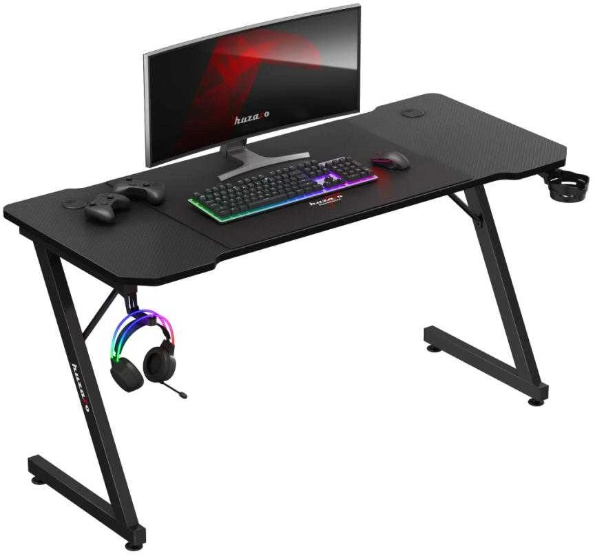 Juodas žaidimų stalas Huzaro Hero 3.3 su Z formos kojomis