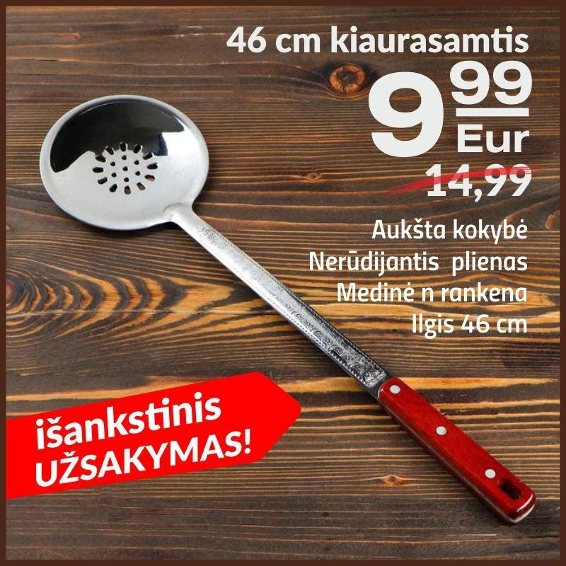 Kapgir Kiaurasamtis uzbekiškam kazanui 46 cm su medine rankena