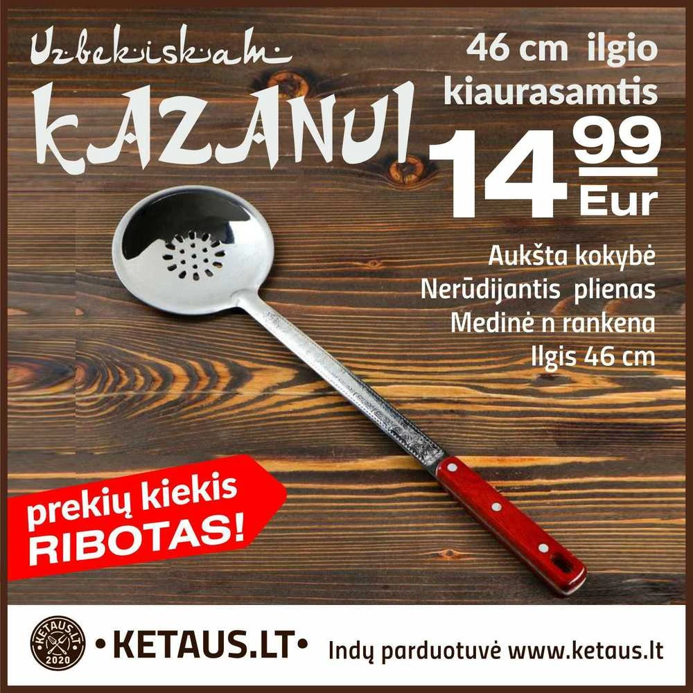 Kapgir Kiaurasamtis uzbekiškam kazanui 46 cm su medine rankena