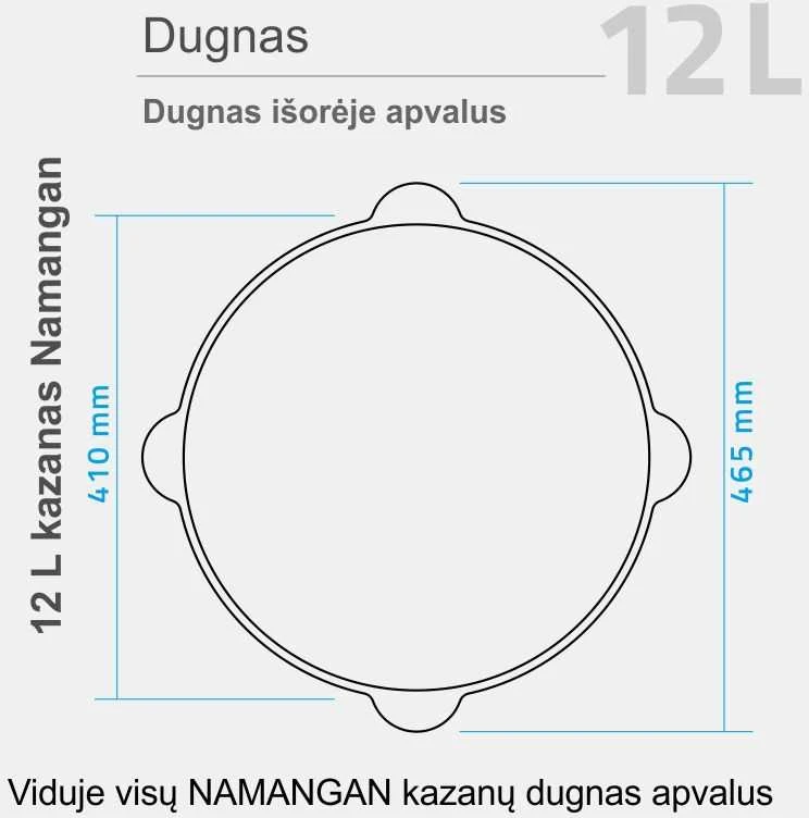 Kazanas su krosnele (kazanas 12L (Namangan) | apvalus dugnas + Krosnelė kazanui D-360 mm)