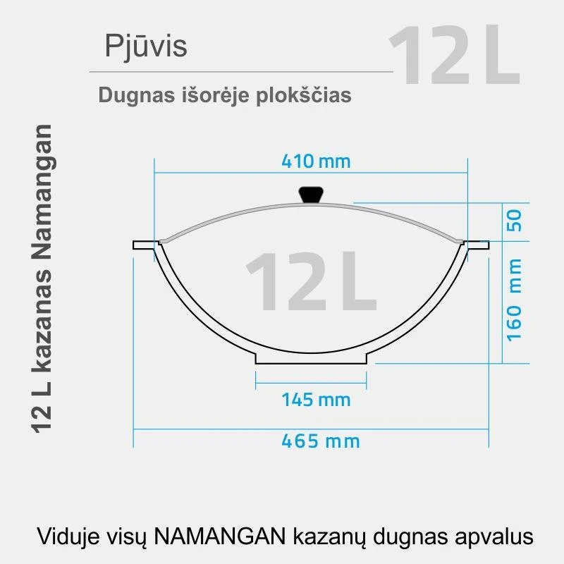 Komplektas: Krosnelė kazanui 12L / Namangan kazanas 12L / Kiaurasamtis ir samtis 46 cm