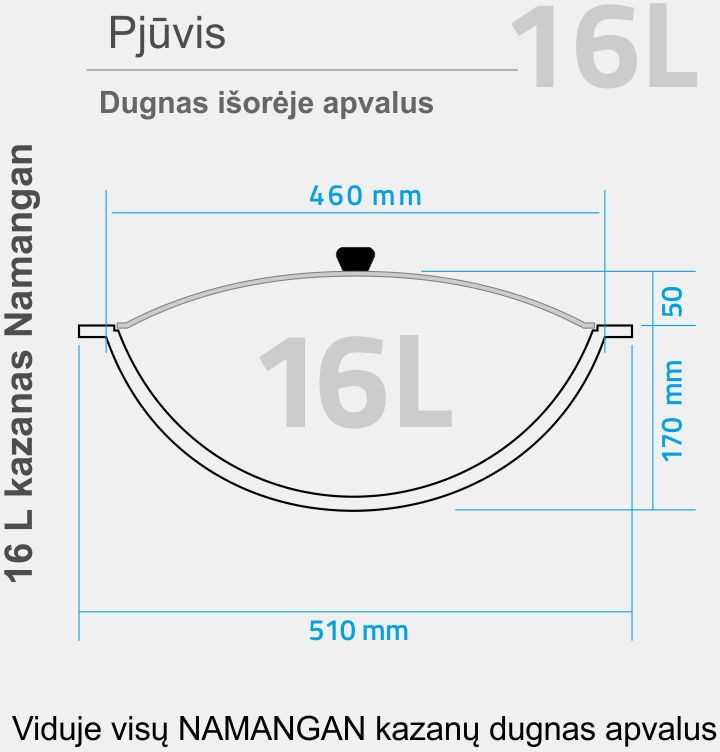 Kazan Mangal Komplektas: Uzbekiškas išdegintas kazanas 16L apvalus dugnas + Krosnelė kazanui + Kiaurasamtis
