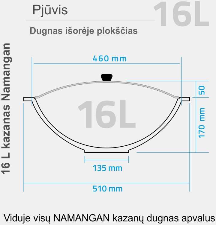 Kazan Mangal Komplektas: Uzbekiškas išdegintas kazanas 16L plokščias dugnas + Krosnelė kazanui + Kiaurasamtis