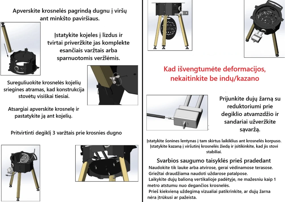 Kazan Mangal Krosnelė dujinė kazanui 12L / skersmuo 39cm / plienas 3mm